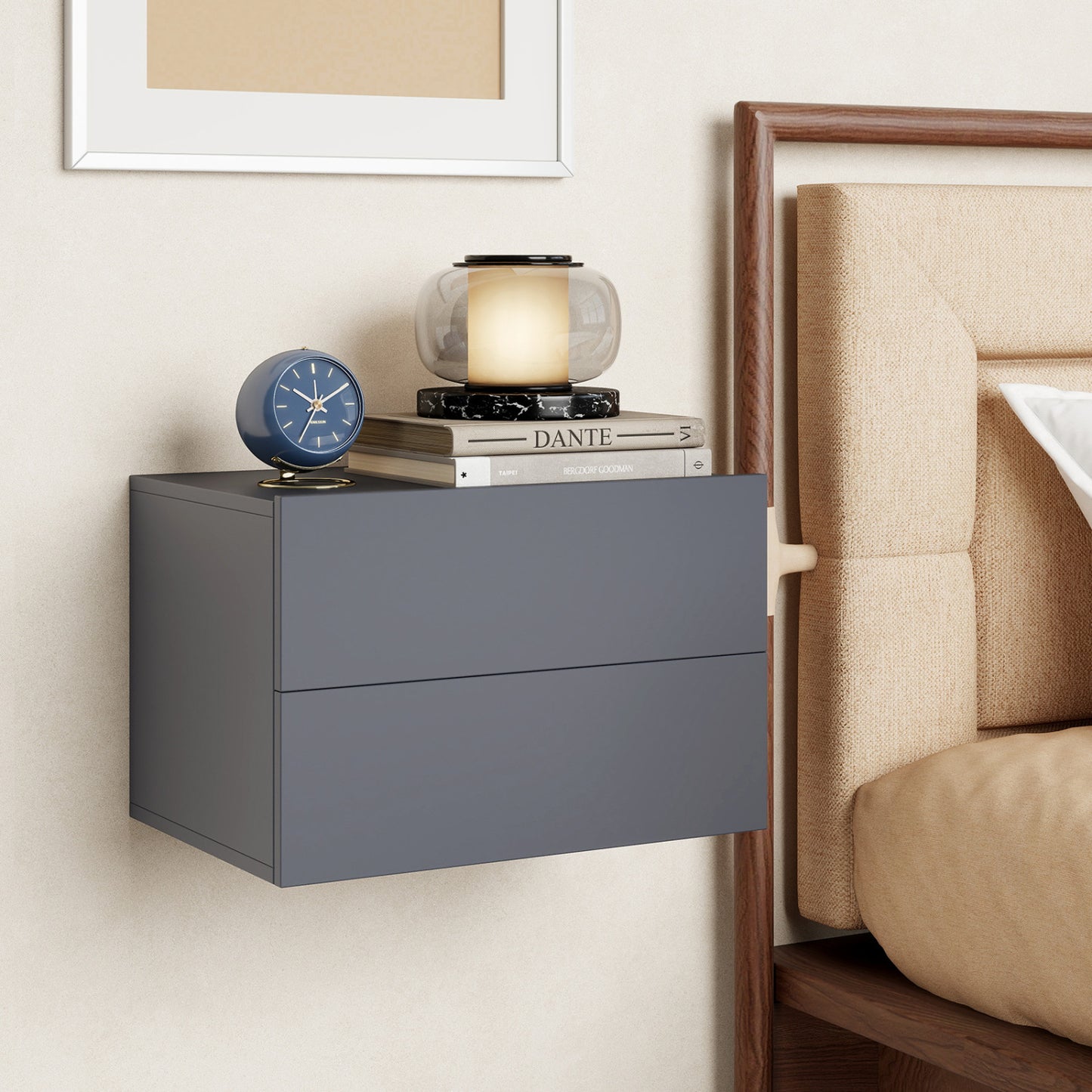 Wall Mounted Floating Nightstand with 2 Drawers
