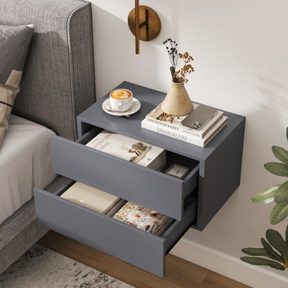 Wall Mounted Floating Nightstand with 2 Drawers