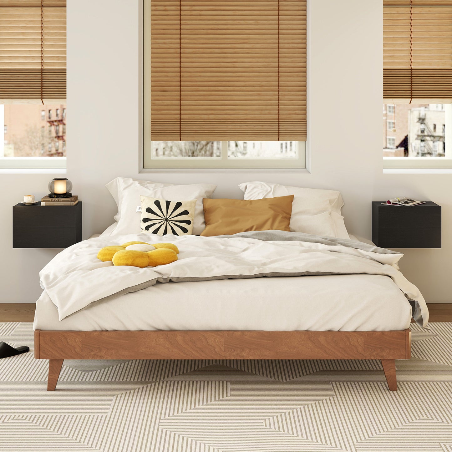 Wall Mounted Floating Nightstand with 2 Drawers