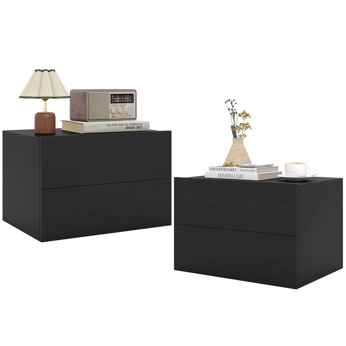 Wall Mounted Floating Nightstand with 2 Drawers