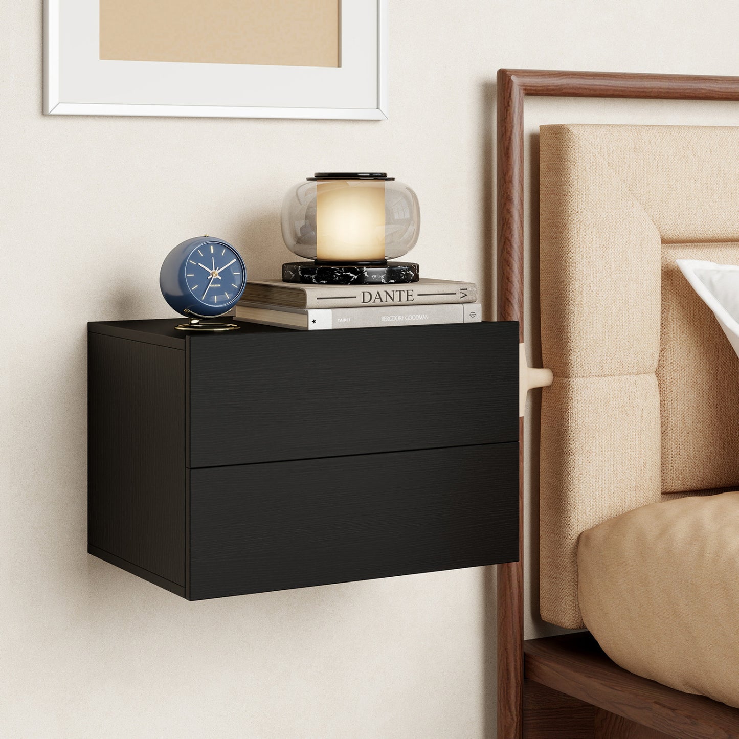 Wall Mounted Floating Nightstand with 2 Drawers