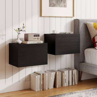 Wall Mounted Floating Nightstand with 2 Drawers