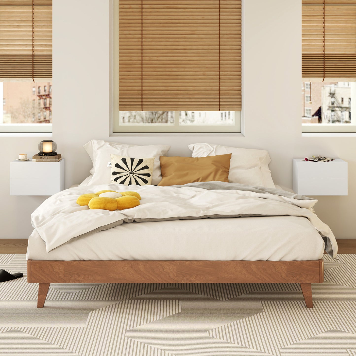 Wall Mounted Floating Nightstand with 2 Drawers