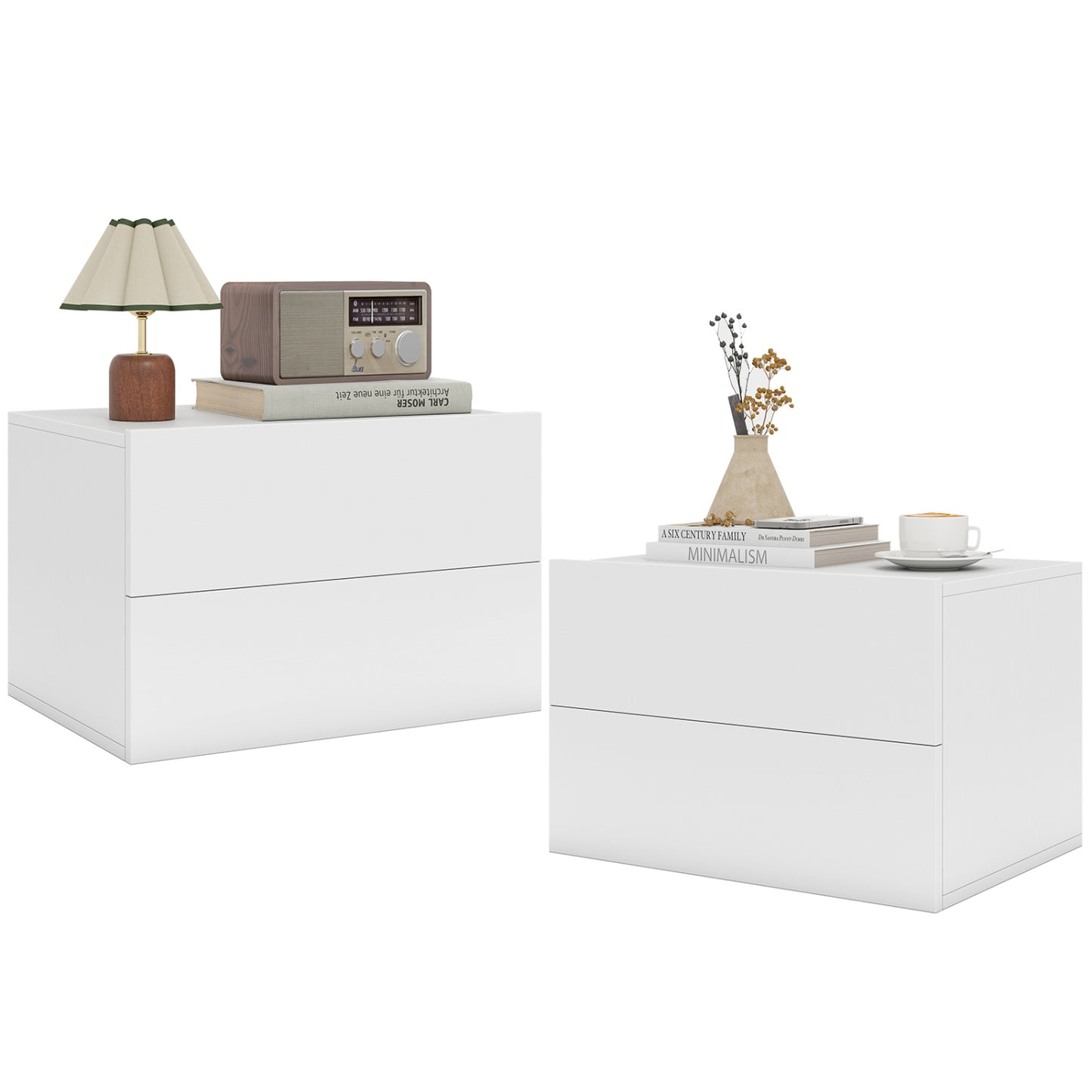 Wall Mounted Floating Nightstand with 2 Drawers