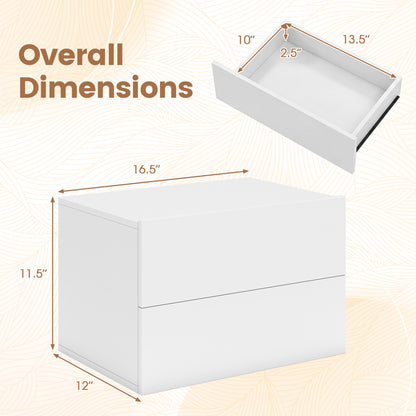 Wall Mounted Floating Nightstand with 2 Drawers
