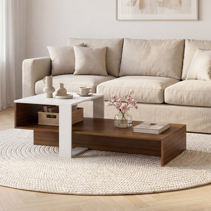 2-Tier Coffee Table with Open Storage Shelf