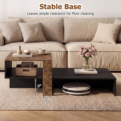 2-Tier Coffee Table with Open Storage Shelf