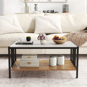 2 Tier Coffee Table with Sintered Stone Tabletop-White