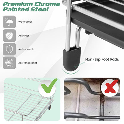 2-Tier Detachable Dish Rack with Drainboard and 360¬∞ Swivel Spout