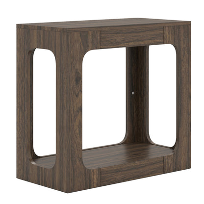 2-Tier End Table with Storage Shelf for Living Room-Walnut - Walnut