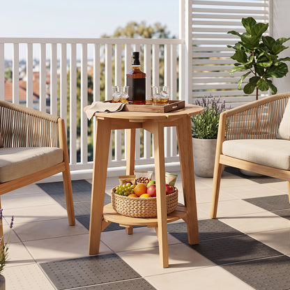 2-Tier Eucalyptus Wood Side Table with Storage Shelf