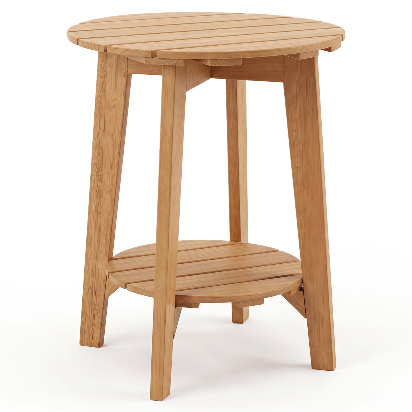 2-Tier Eucalyptus Wood Side Table with Storage Shelf
