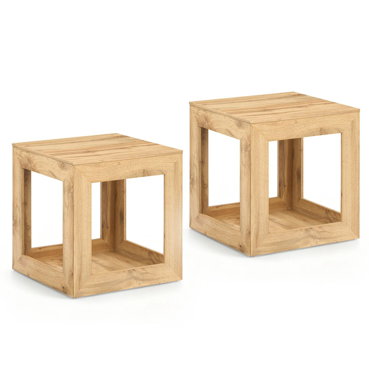 2-Tier Farmhouse End Table with Storage Shelf