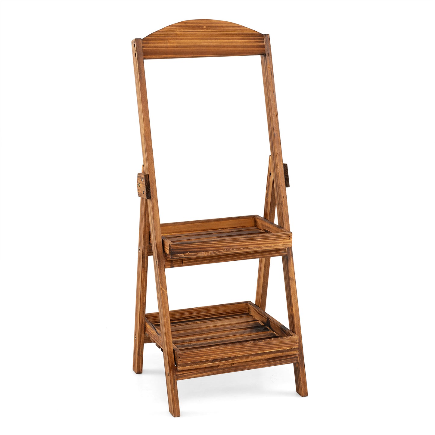 2-Tier Ladder Plant Stand with Fir Wood Frame