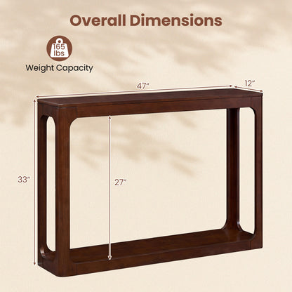 2-Tier Mid Century Wood Console Table with Storage Shelf