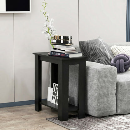 2-Tier Compact End Table with Storage Shelf