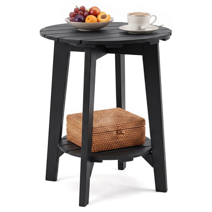 Eucalyptus Wood Outdoor Side Table with Storage Shelf