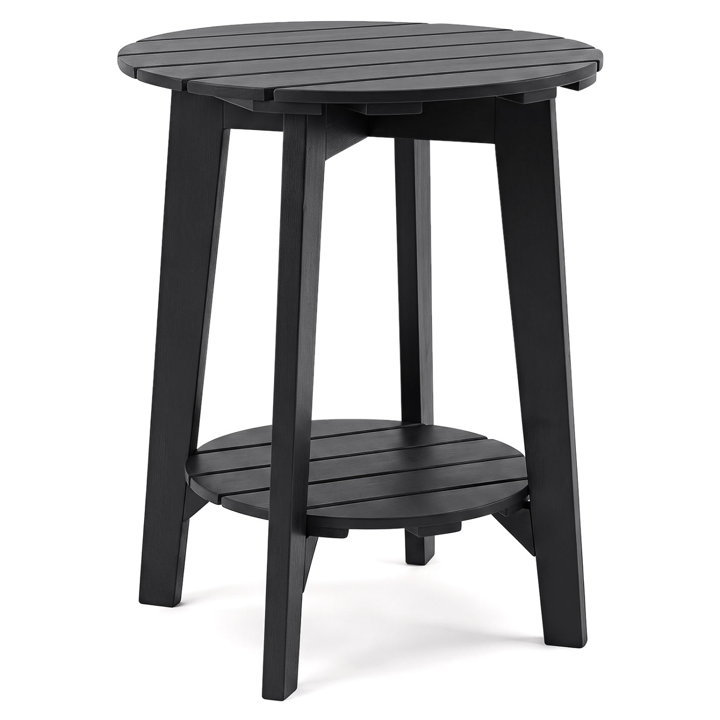 Eucalyptus Wood Outdoor Side Table with Storage Shelf