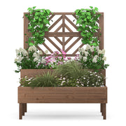 2-Tier Raised Garden Bed with Trellis-Brown