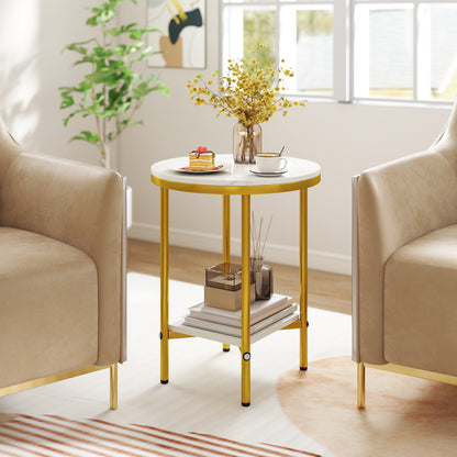 2-Tier Round Coffee Table with Storage Shelf-2