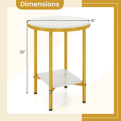 2-Tier Round Coffee Table with Storage Shelf-2