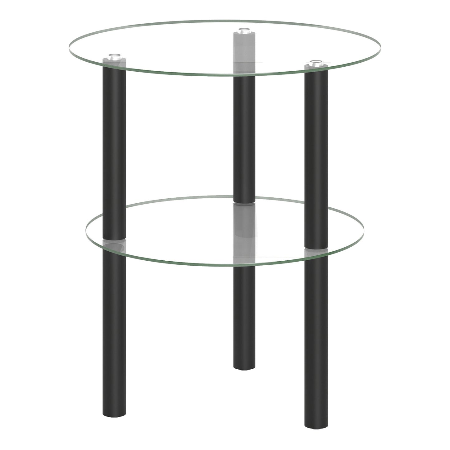 Round End Table with Tempered Glass Top and Shelf