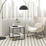 2-Tier Square End Table with Storage Shelf Reversible Design-White