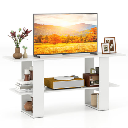 2-Tier TV Stand with Storage for TVs up to 55 Inch Console Table with Open Shelf-White
