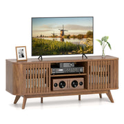 2-Door TV Stand for TVs up to 60 Inches with Adjustable Shelves-Walnut