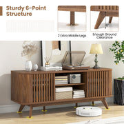 2-Door TV Stand for TVs up to 60 Inches with Adjustable Shelves-Walnut