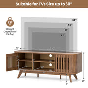 2-Door TV Stand for TVs up to 60 Inches with Adjustable Shelves-Walnut