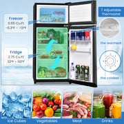 2 Doors Cold-rolled Sheet Compact Refrigerator-Black