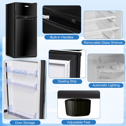2 Doors Cold-rolled Sheet Compact Refrigerator-Black