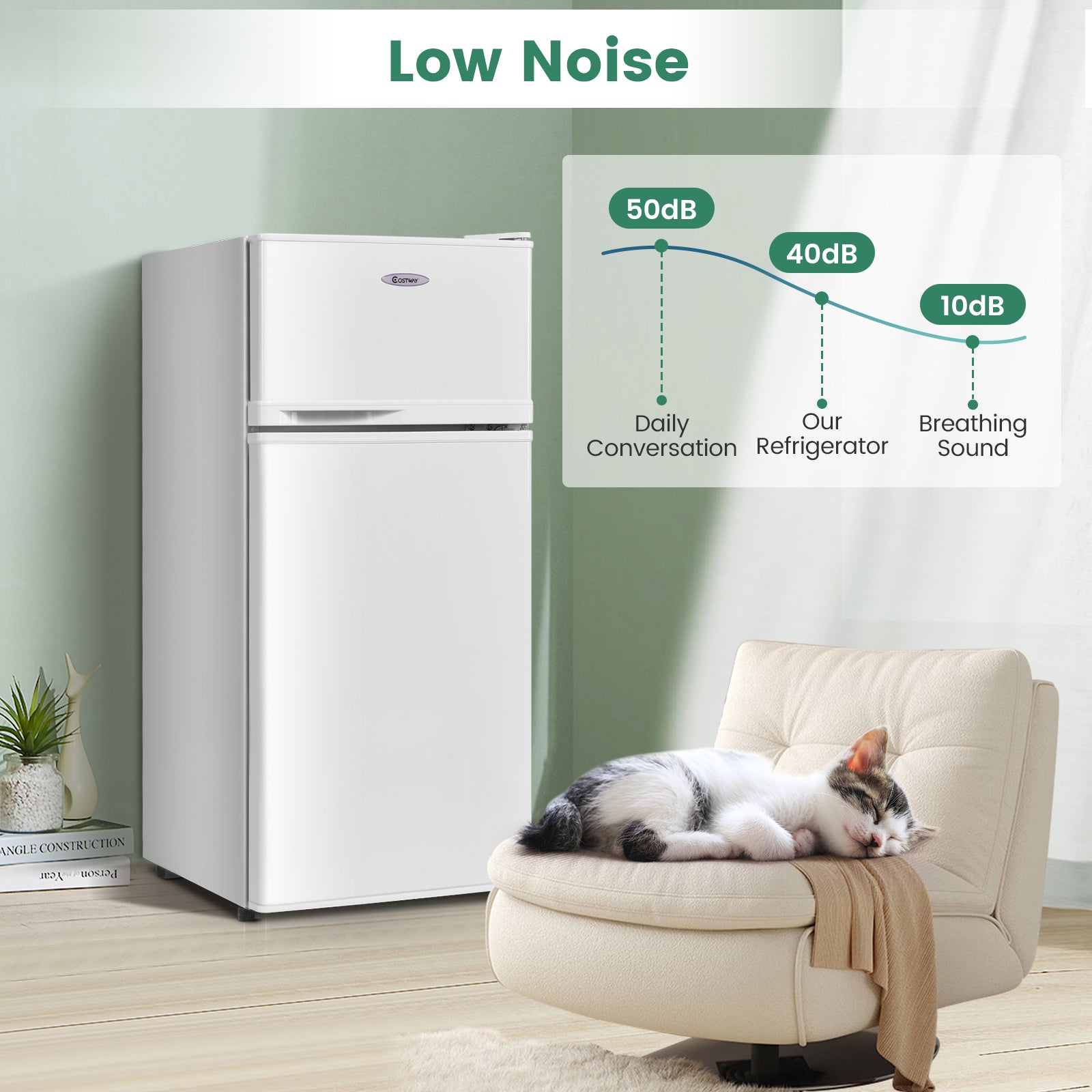 2 Doors Cold-rolled Sheet Compact Refrigerator-White