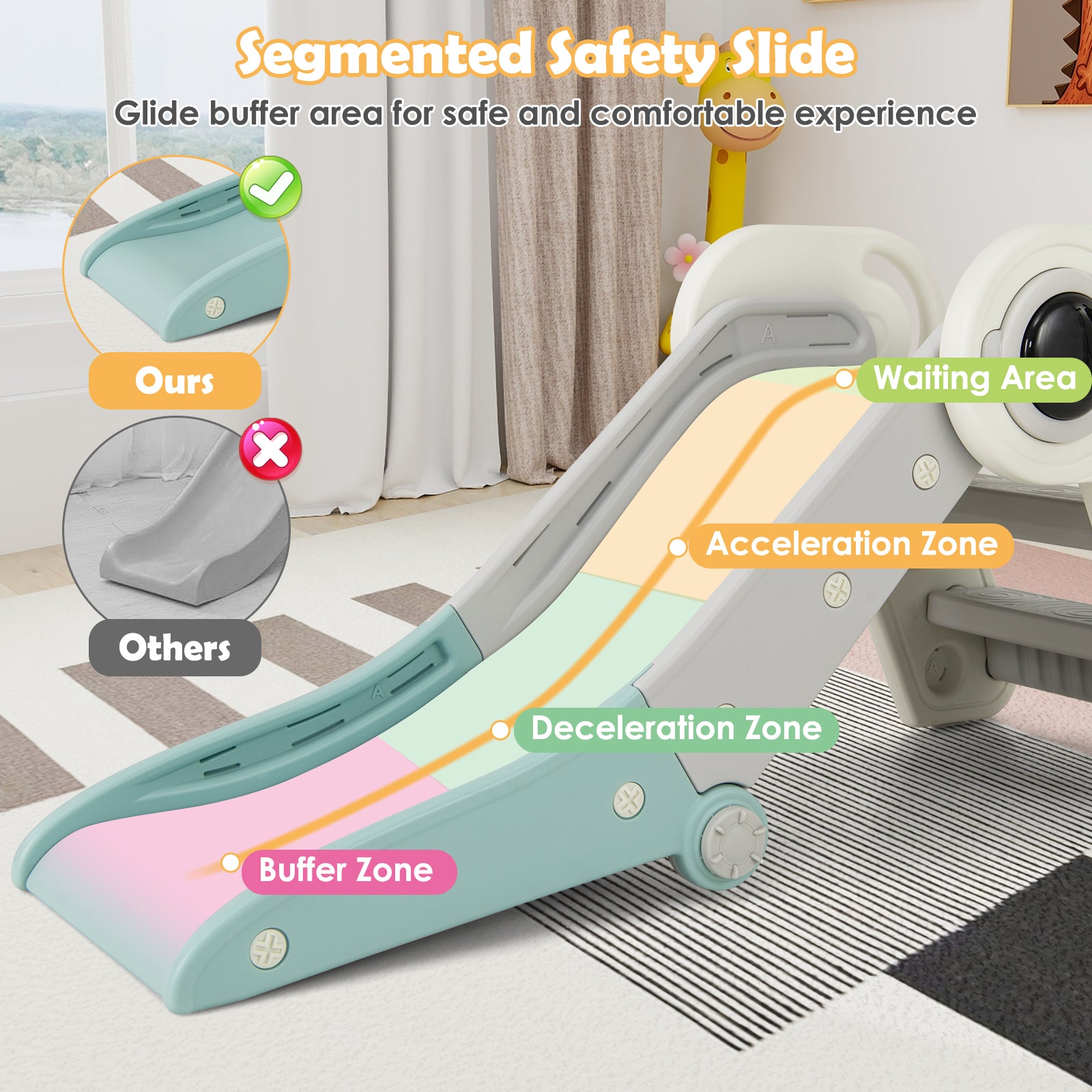 2 in 1 Baby Slide with Climber for Toddlers Age 18+ Months-Blue