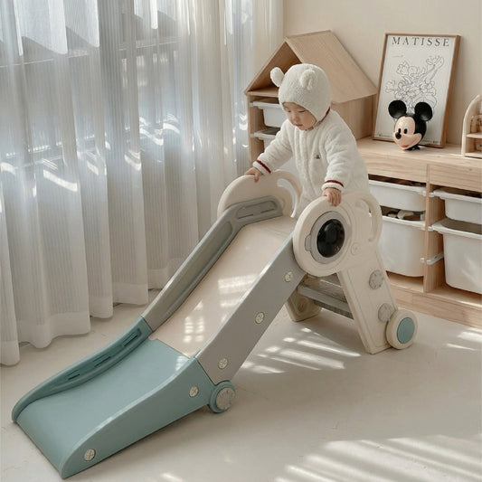 2 in 1 Baby Slide with Climber for Toddlers Age 18+ Months-Blue