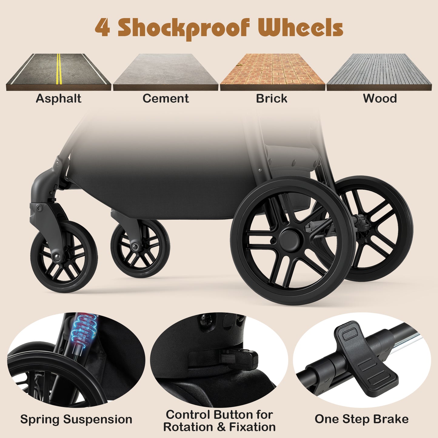 2-in-1 Baby Stroller with Bassinet Mode and Reversible Seat-Gray