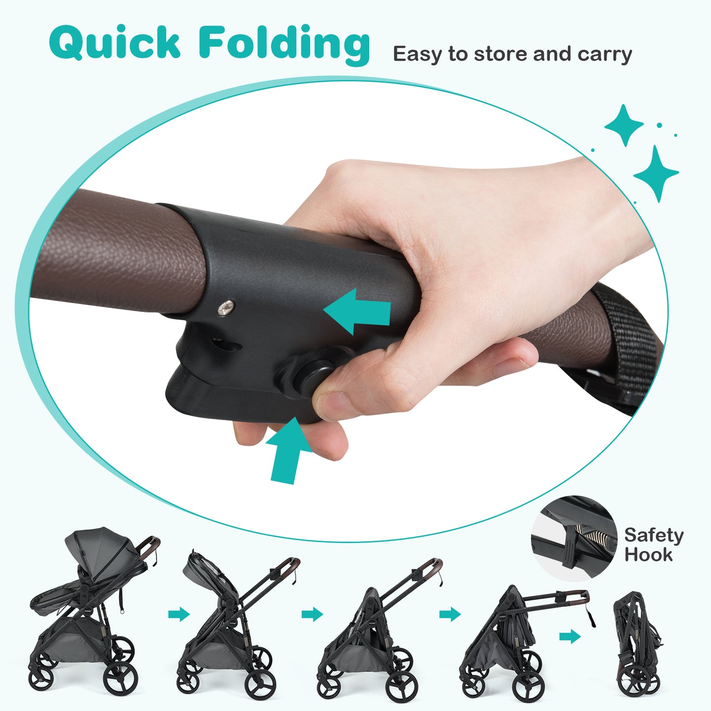 2 in 1 Baby Stroller with Bassinet Mode High Landscape with Reversible Seat and Canopy-Gray