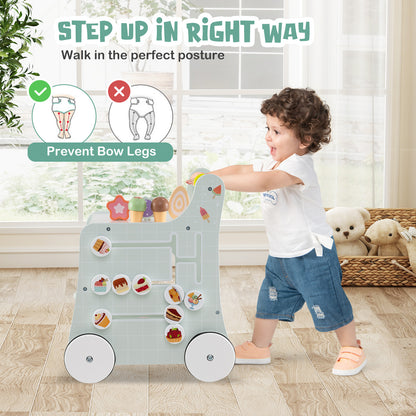 2-in-1 Baby Walker with Storage and Ice Creams for 1+ Years Old