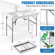 2-in-1 Folding Fish Cleaning Table-White