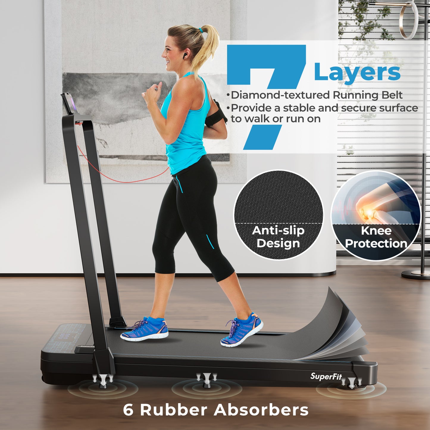 2 in 1 Folding Treadmill with 300 LBS Capacity and Remote Control for Home-Black