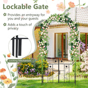 2 in 1 Garden Arbor with Door and Latch for Outdoor Lawn-Black