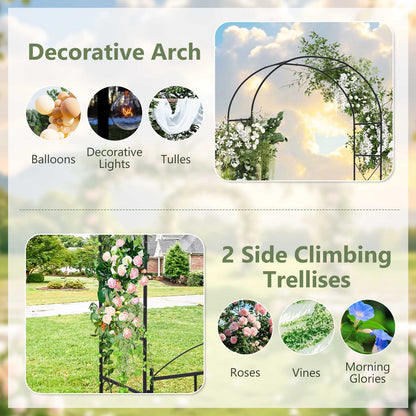 2 in 1 Garden Arbor with Door and Latch for Outdoor Lawn-Black