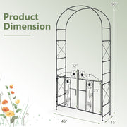 2 in 1 Garden Arbor with Door and Latch for Outdoor Lawn-Black