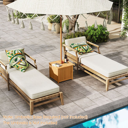 2-in-1 Outdoor Side Table with Storage Acacia Wood Slatted Coffee Table Square Slatted End Storage Box