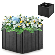 2-in-1 Outdoor Umbrella Base Planter Patio Umbrella Stand with Flower Box-Black