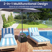 2-in-1 Outdoor Umbrella Base Planter Patio Umbrella Stand with Flower Box-Black