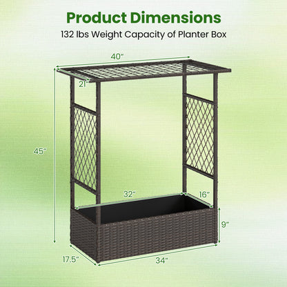 Raised Garden Bed with Hanging Roof and Trellises