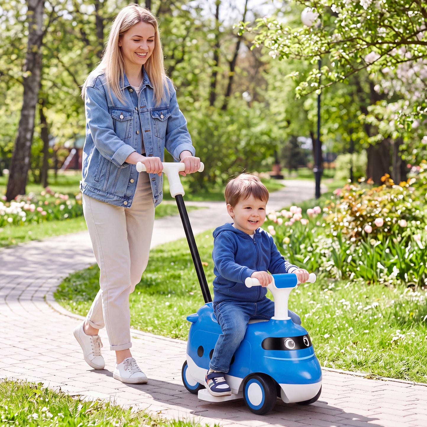 2-in-1 Ride On Push Car for Toddlers Ages 1-3 Years
