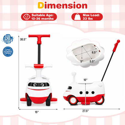 2-in-1 Ride On Push Car for Toddlers Ages 1-3 Years